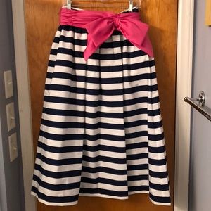 Black and white striped taffeta skirt.